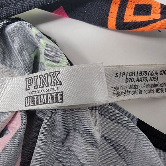 Pink Victoria Secret Ultimate Sports Bra Set of 2 Size Small Black Multicolor - Picture 6 of 6